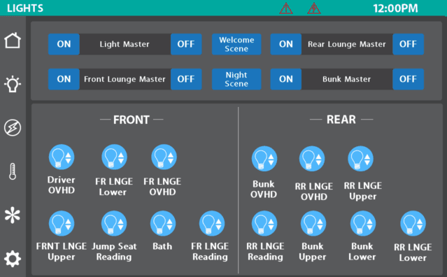 home control page in MP screen