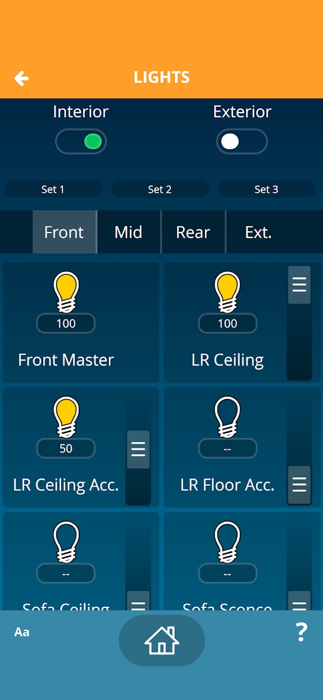HVAC control page in Mira app